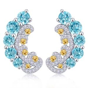 925 Natural Blue Topaz, Yellow Citrine and White Topaz